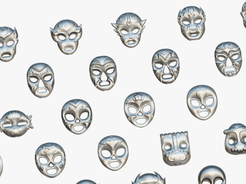 50 Kids Evil Mask Mega Pack - All In One - Cartoon Mask - Stylized Ranger Masks 3D 모델