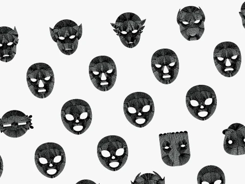 50 Kids Evil Mask Mega Pack - All In One - Cartoon Mask - Stylized Ranger Masks 3D Model