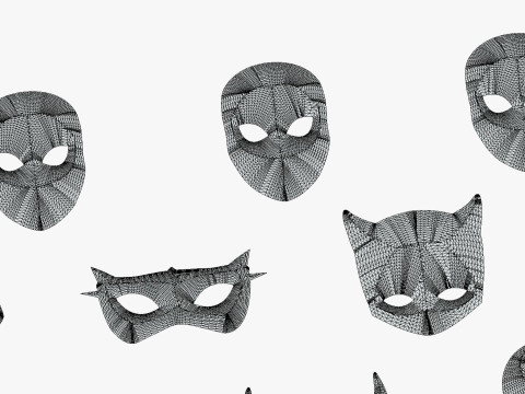 16 Kids Superhero Mask Pack - Cartoon Low Poly - Stylized Face Masks Collection 3D 모델