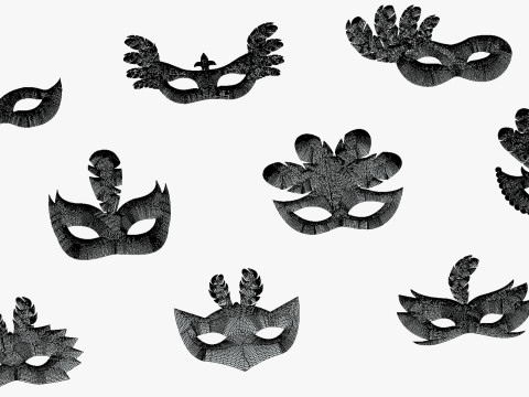 26 Carnival Feather Mask Pack 1 Kids Party Mask - Stylized Costume Masks Set 3D 모델