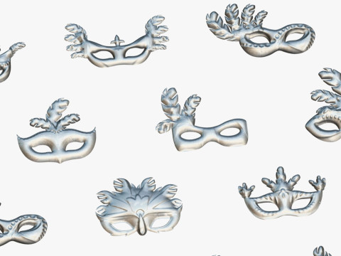 26 Carnival Feather Mask Pack 1 Kids Party Mask - Stylized Costume Masks Set 3D 모델