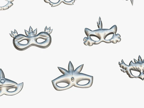 20 Carnival Feather Mask Pack 2 Kids Party Mask - Stylized Costume Masks Set 3D Model