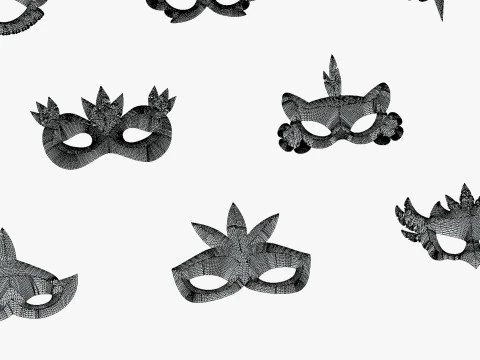 20 Carnival Feather Mask Pack 2 Kids Party Mask - Stylized Costume Masks Set 3D Model