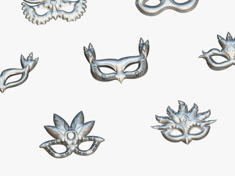 20 Carnival Feather Mask Pack 2 Kids Party Mask - Stylized Costume Masks Set 3D Model