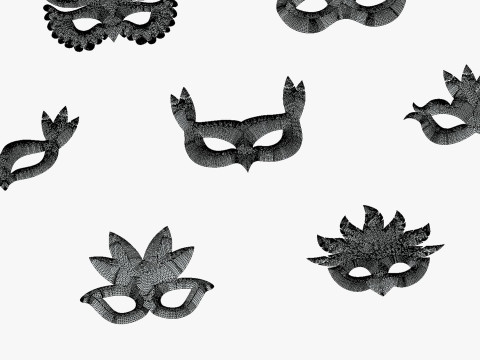 20 Carnival Feather Mask Pack 2 Kids Party Mask - Stylized Costume Masks Set 3D Model