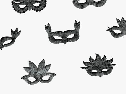 20 Carnival Feather Mask Pack 2 Kids Party Mask - Stylized Costume Masks Set 3D Model