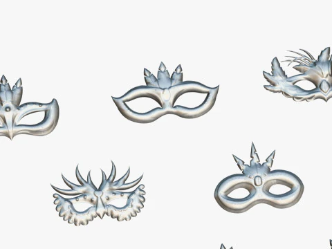 20 Carnival Feather Mask Pack 2 Kids Party Mask - Stylized Costume Masks Set 3D Model