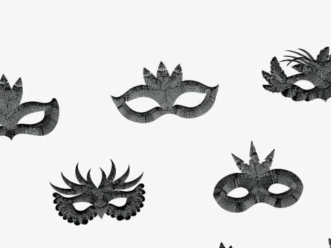 20 Carnival Feather Mask Pack 2 Kids Party Mask - Stylized Costume Masks Set 3D Model