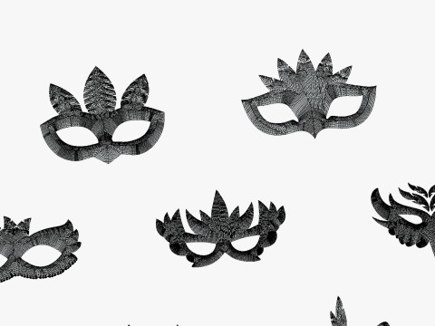 20 Carnival Feather Mask Pack 2 Kids Party Mask - Stylized Costume Masks Set 3D Model