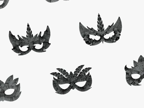 20 Carnival Feather Mask Pack 3 Kids Party Mask - Stylized Costume Masks Set 3D Model