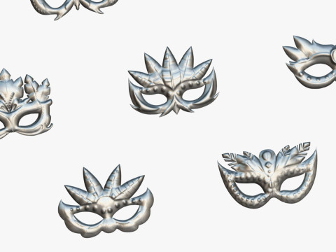 20 Carnival Feather Mask Pack 3 Kids Party Mask - Stylized Costume Masks Set Model 3D