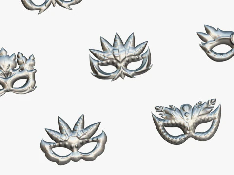 20 Carnival Feather Mask Pack 3 Kids Party Mask - Stylized Costume Masks Set 3D Model