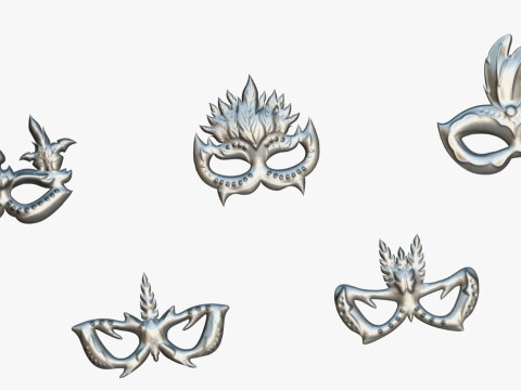 20 Carnival Feather Mask Pack 3 Kids Party Mask - Stylized Costume Masks Set Model 3D