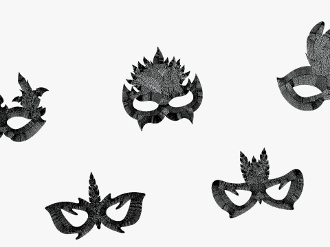20 Carnival Feather Mask Pack 3 Kids Party Mask - Stylized Costume Masks Set Model 3D