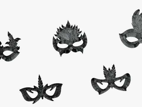 20 Carnival Feather Mask Pack 3 Kids Party Mask - Stylized Costume Masks Set 3D Model
