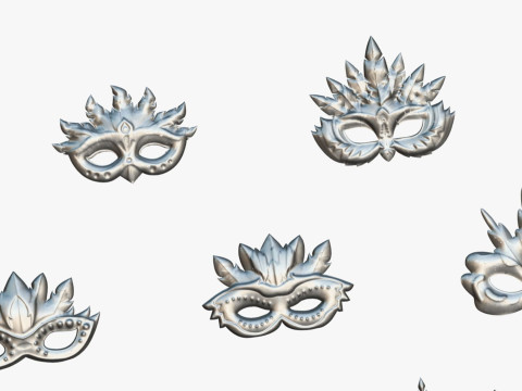 20 Carnival Feather Mask Pack 3 Kids Party Mask - Stylized Costume Masks Set Model 3D