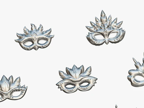 20 Carnival Feather Mask Pack 3 Kids Party Mask - Stylized Costume Masks Set 3D Model