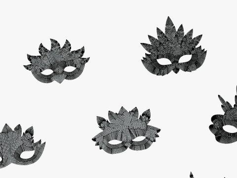 20 Carnival Feather Mask Pack 3 Kids Party Mask - Stylized Costume Masks Set Model 3D
