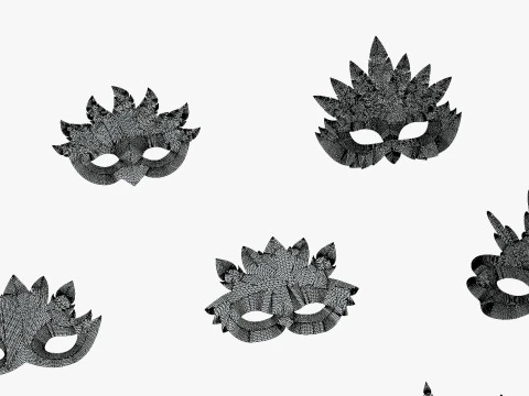20 Carnival Feather Mask Pack 3 Kids Party Mask - Stylized Costume Masks Set 3D Model