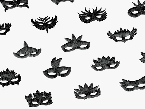 65 Carnival Feather Mask Mega Pack - Kids Party Masks - Stylized Costume Masks 3D Model