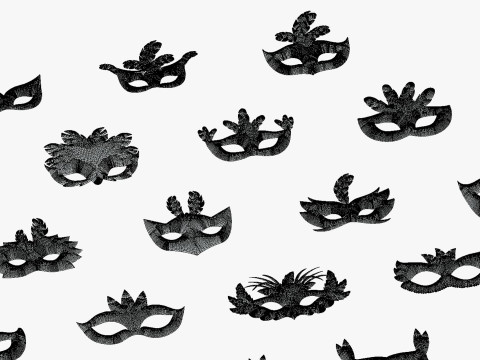 65 Carnival Feather Mask Mega Pack - Kids Party Masks - Stylized Costume Masks 3D Modell
