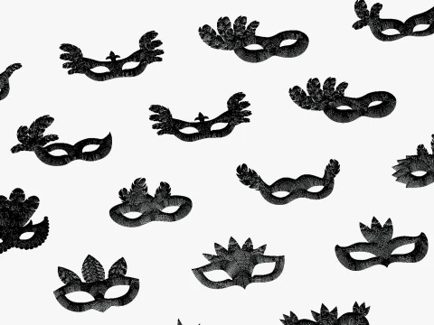 65 Carnival Feather Mask Mega Pack - Kids Party Masks - Stylized Costume Masks 3D Model