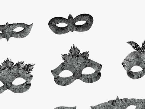 13 Golden Black Metal Mask Pack - Designer Masks - Stylized Party Masks Set Modèle 3D
