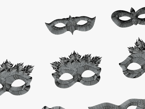 13 Golden Black Metal Mask Pack - Designer Masks - Stylized Party Masks Set Modèle 3D