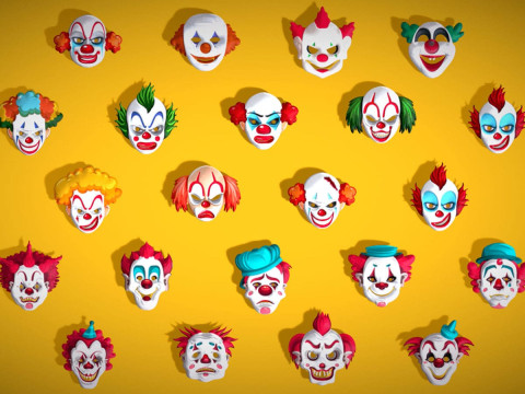 22 It Joker Horror Evil Masks Pack - Kids Evil Fantasy - Stylized Party Mask 3D Модель