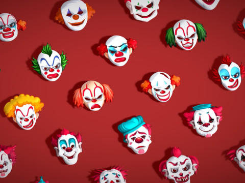 22 It Joker Horror Evil Masks Pack - Kids Evil Fantasy - Stylized Party Mask Model 3D