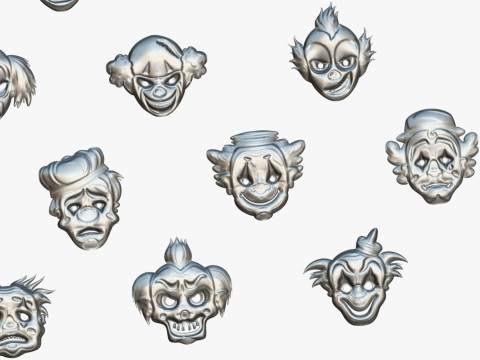 22 It Joker Horror Evil Masks Pack - Kids Evil Fantasy - Stylized Party Mask Model 3D