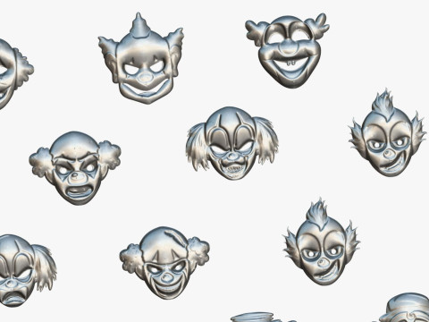 22 It Joker Horror Evil Masks Pack - Kids Evil Fantasy - Stylized Party Mask Model 3D