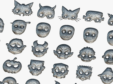 73 Halloween Masks Pack Toon Horror Ghosts Evil Fantasy - Ultimate Collection Modelo 3D