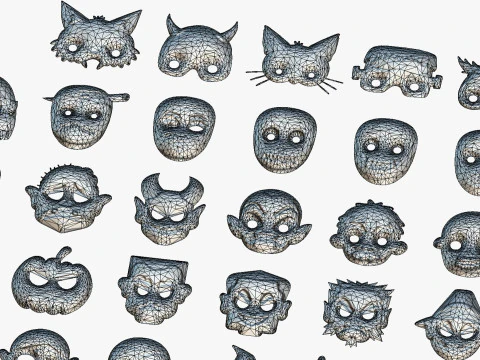73 Halloween Masks Pack Toon Horror Ghosts Evil Fantasy - Ultimate Collection 3D Model
