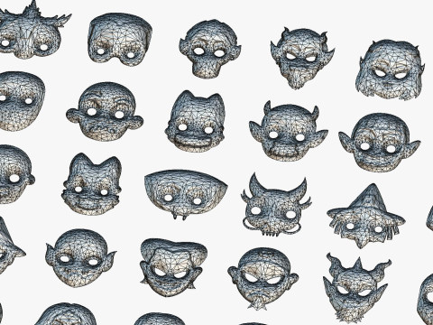 73 Halloween Masks Pack Toon Horror Ghosts Evil Fantasy - Ultimate Collection Modelo 3D