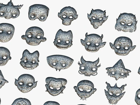 73 Halloween Masks Pack Toon Horror Ghosts Evil Fantasy - Ultimate Collection 3D Model