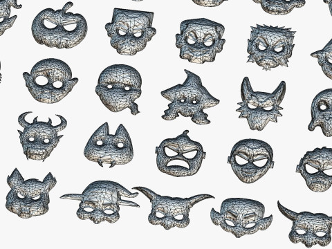 73 Halloween Masks Pack Toon Horror Ghosts Evil Fantasy - Ultimate Collection Modelo 3D