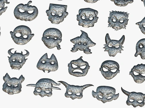73 Halloween Masks Pack Toon Horror Ghosts Evil Fantasy - Ultimate Collection 3D Model