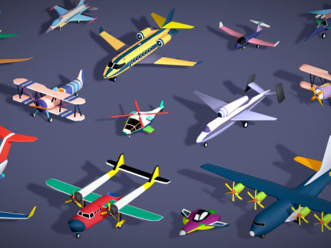 51 स्टाइलिश लो पॉली एयर वाहन मेगा पैक - विमान हेलीकॉप्टर लड़ाकू जेट 3D मॉडल