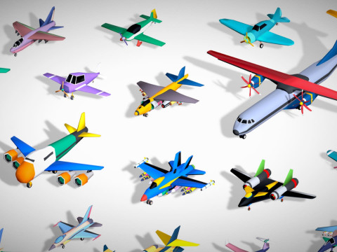 51 स्टाइलिश लो पॉली एयर वाहन मेगा पैक - विमान हेलीकॉप्टर लड़ाकू जेट 3D मॉडल