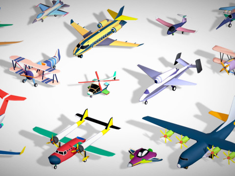 51 स्टाइलिश लो पॉली एयर वाहन मेगा पैक - विमान हेलीकॉप्टर लड़ाकू जेट 3D मॉडल