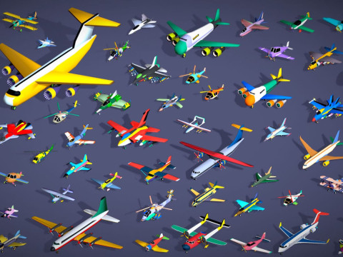 55 Air Vehicle Mega Pack - Toon Air Field - Sky Force Collection - Stylized Set Modello 3D