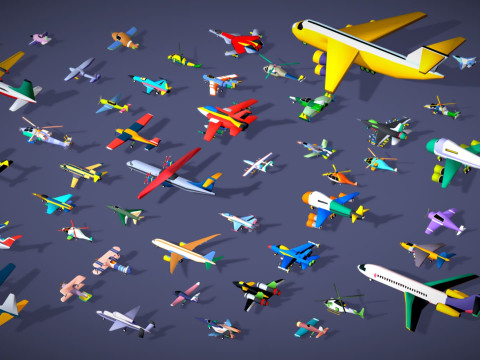55 Air Vehicle Mega Pack - Toon Air Field - Sky Force Collection - Stylized Set 3D मॉडल