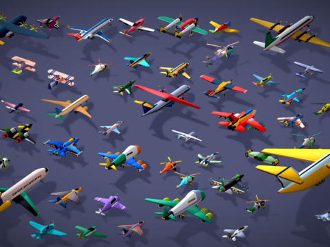 55 Air Vehicle Mega Pack - Toon Air Field - Sky Force Collection - Stylized Set 3D मॉडल