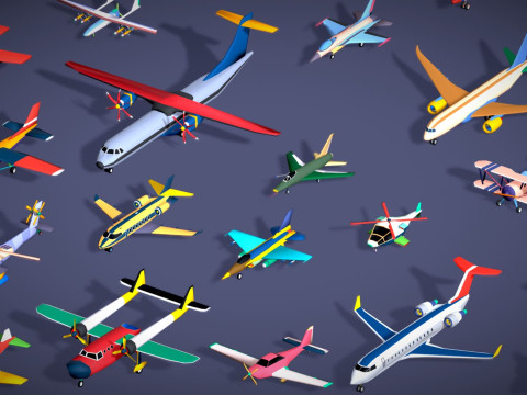 55 Air Vehicle Mega Pack - Toon Air Field - Sky Force Collection - Stylized Set 3D मॉडल