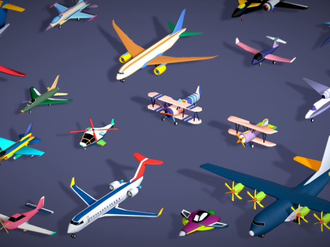 55 Air Vehicle Mega Pack - Toon Air Field - Sky Force Collection - Stylized Set 3D मॉडल