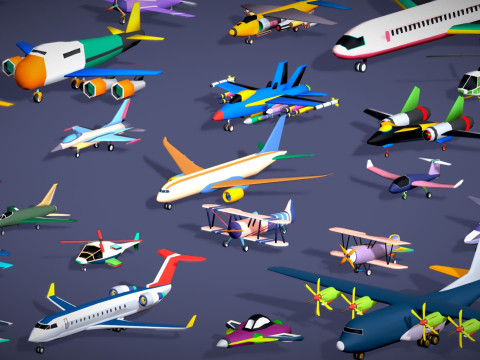 55 Air Vehicle Mega Pack - Toon Air Field - Sky Force Collection - Stylized Set 3D मॉडल