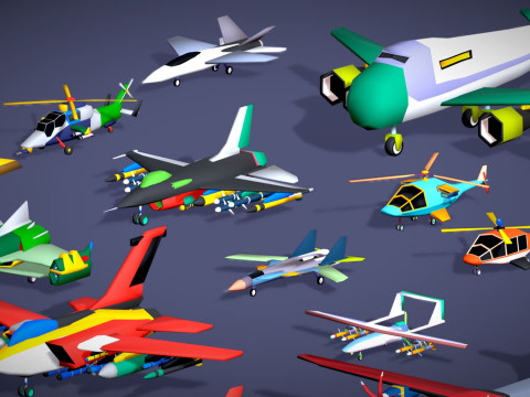 55 Air Vehicle Mega Pack - Toon Air Field - Sky Force Collection - Stylized Set 3D मॉडल