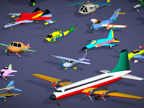55 Air Vehicle Mega Pack - Toon Air Field - Sky Force Collection - Stylized Set 3D मॉडल