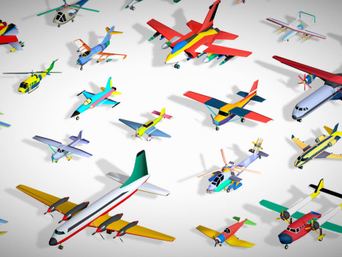 55 Air Vehicle Mega Pack - Toon Air Field - Sky Force Collection - Stylized Set 3D मॉडल